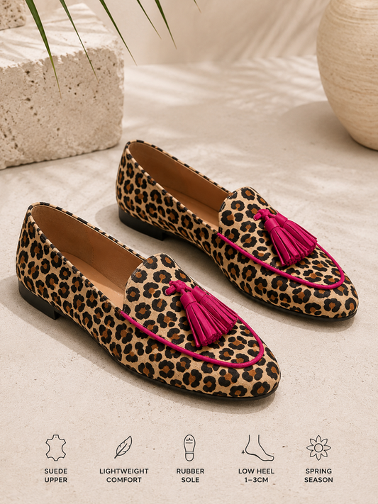 Valentina Leopard Tassel Loafers