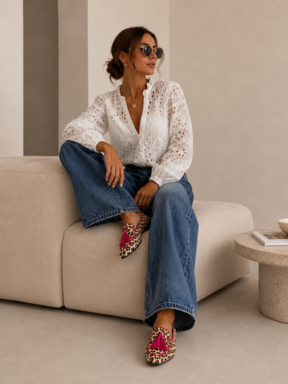 Valentina Leopard Tassel Loafers